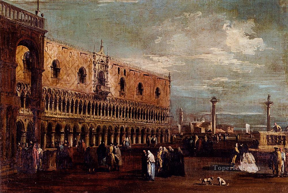 Venice A View Of The Piazzetta Looking South With The Palazzo Ducale Venetian School Francesco Guardi Oil Paintings